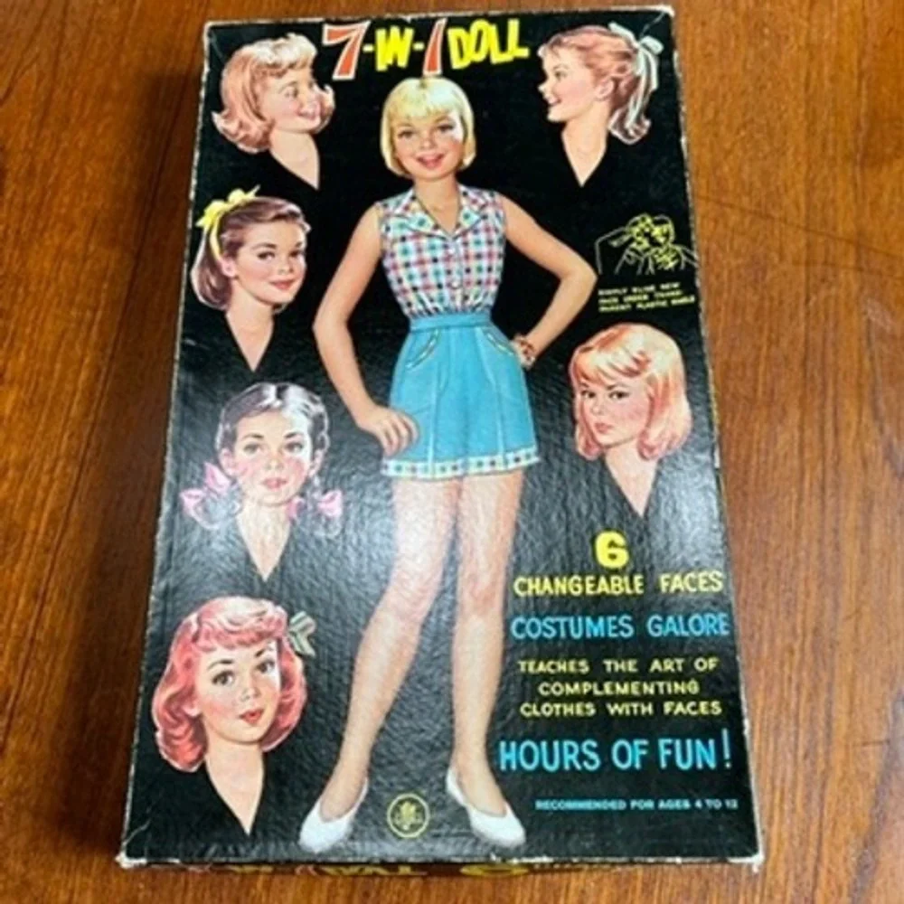 Lowell Vintage 7-in-1 Paper Doll Changeable Faces Costumes Retro Toy Boxed Set